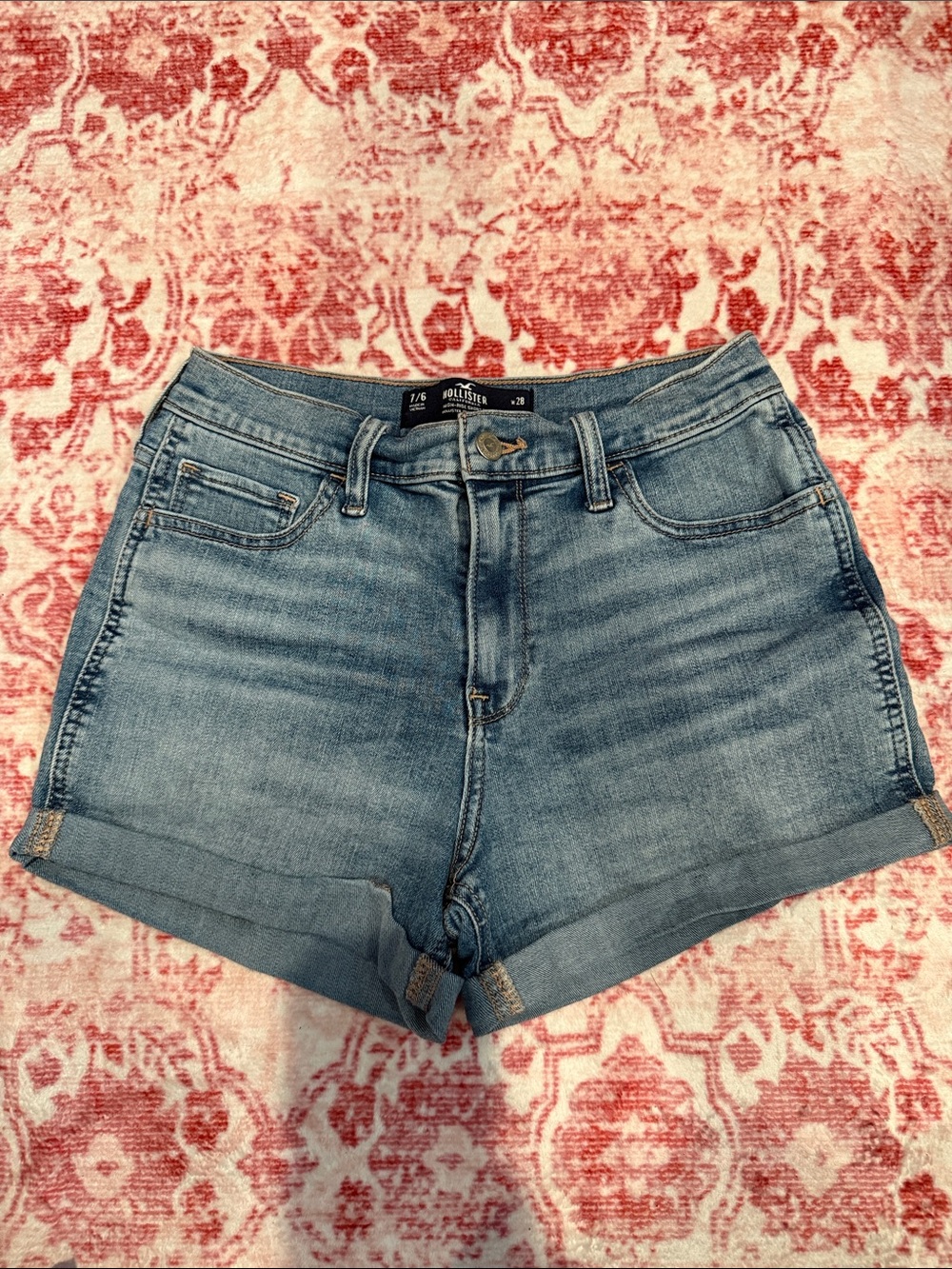 Hollister Light Blue Denim Roll-Cuff Shorts